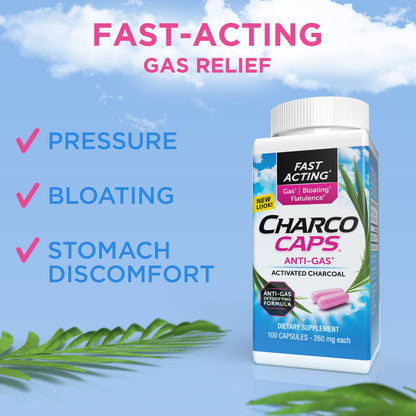 Charcocaps bloating and flatulence relief capsule supplement facts