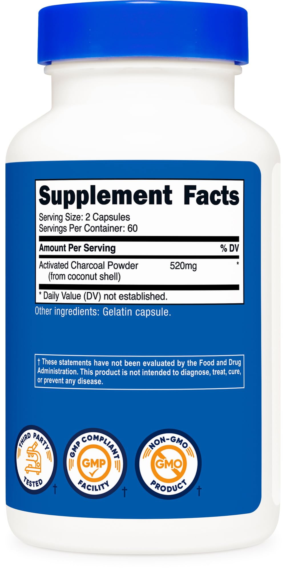 Authentic imported USA skincare and digestive wellness charcoal capsules package
