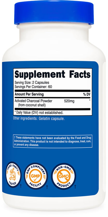 Authentic imported USA skincare and digestive wellness charcoal capsules package