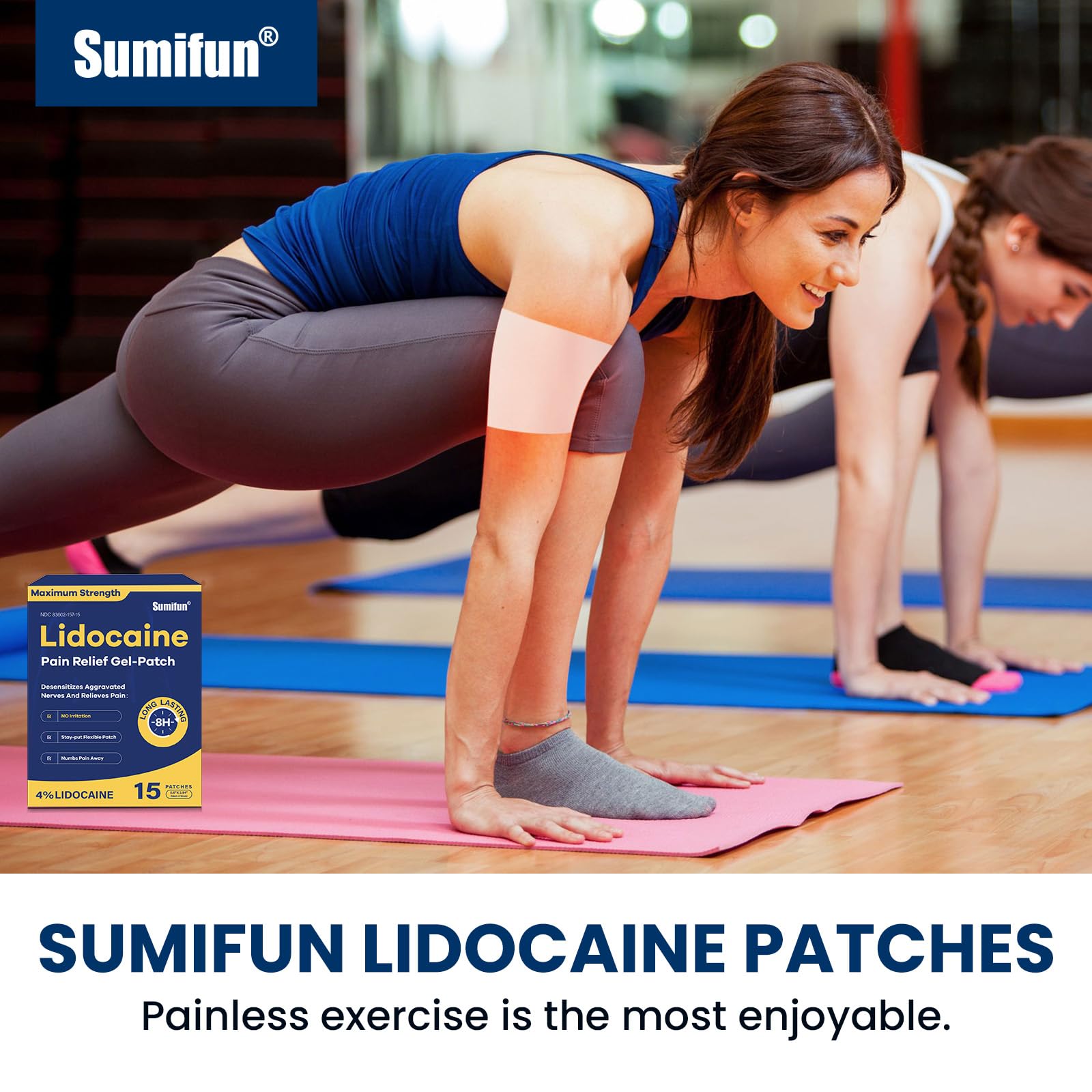 Close up of Sumifun 4% Lidocaine patch individual packaging