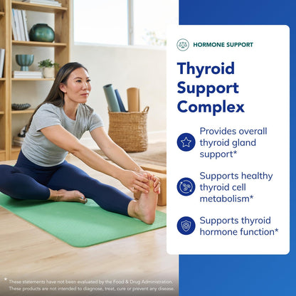 Vegetarian thyroid health capsules next to the white Pure Encapsulations bottle for daily endocrine support.