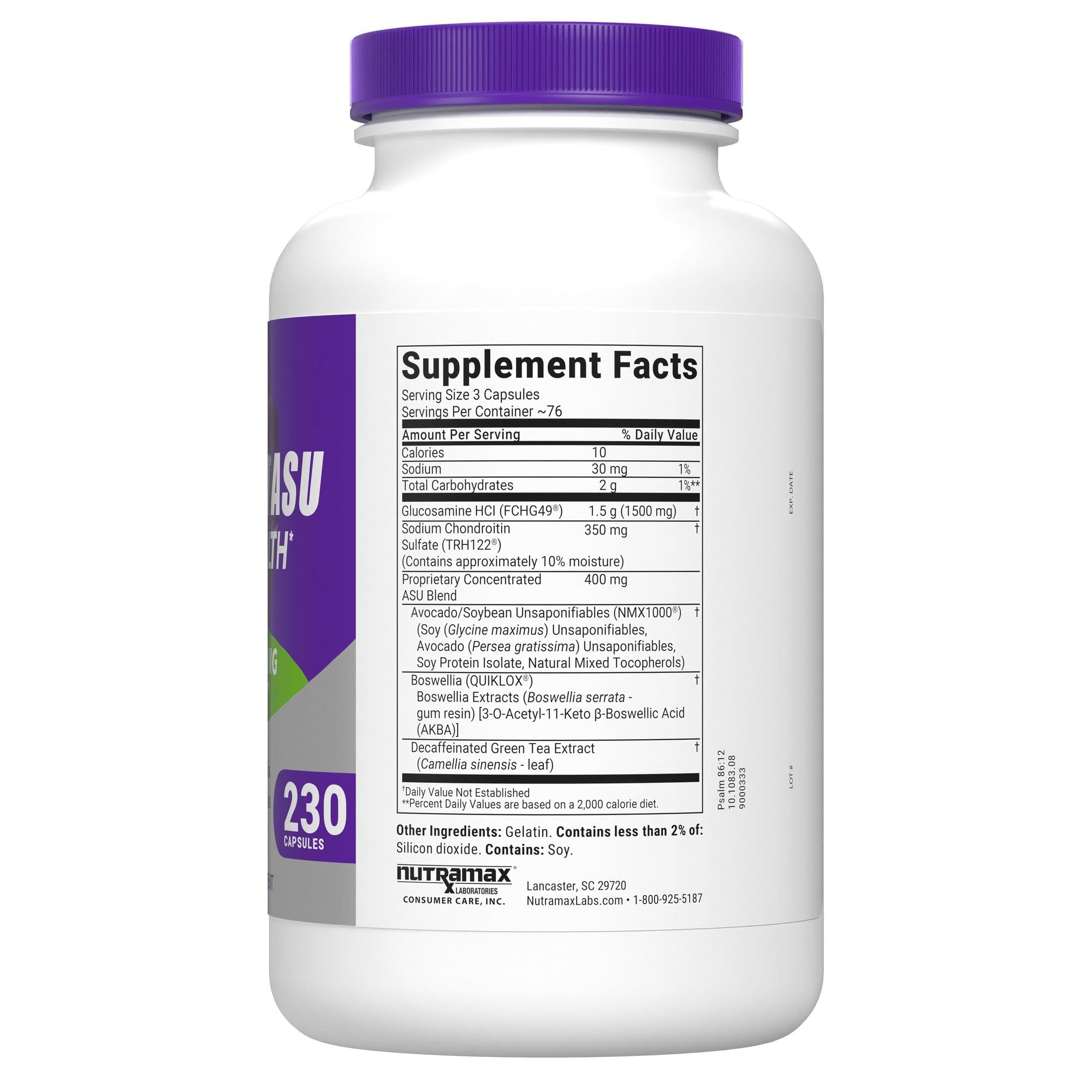 Cosamin ASU joint supplement bottle label details