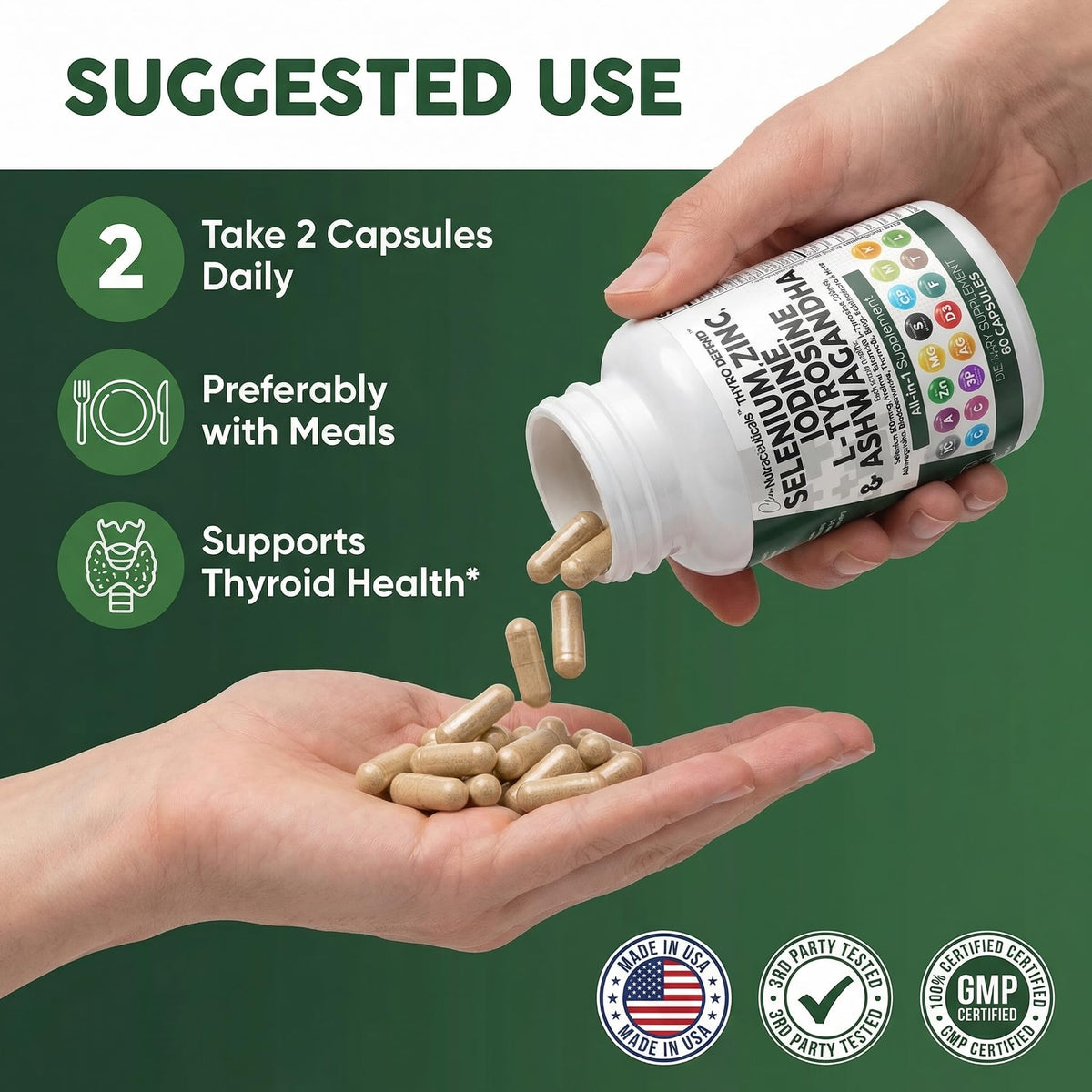 Clean Nutraceuticals ThyroDefend bottle with botanical ingredient highlights