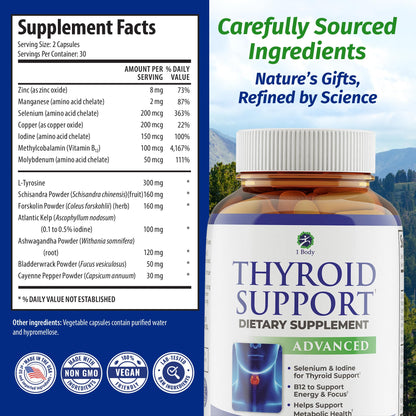 Vegetarian thyroid support capsules with selenium and iodine