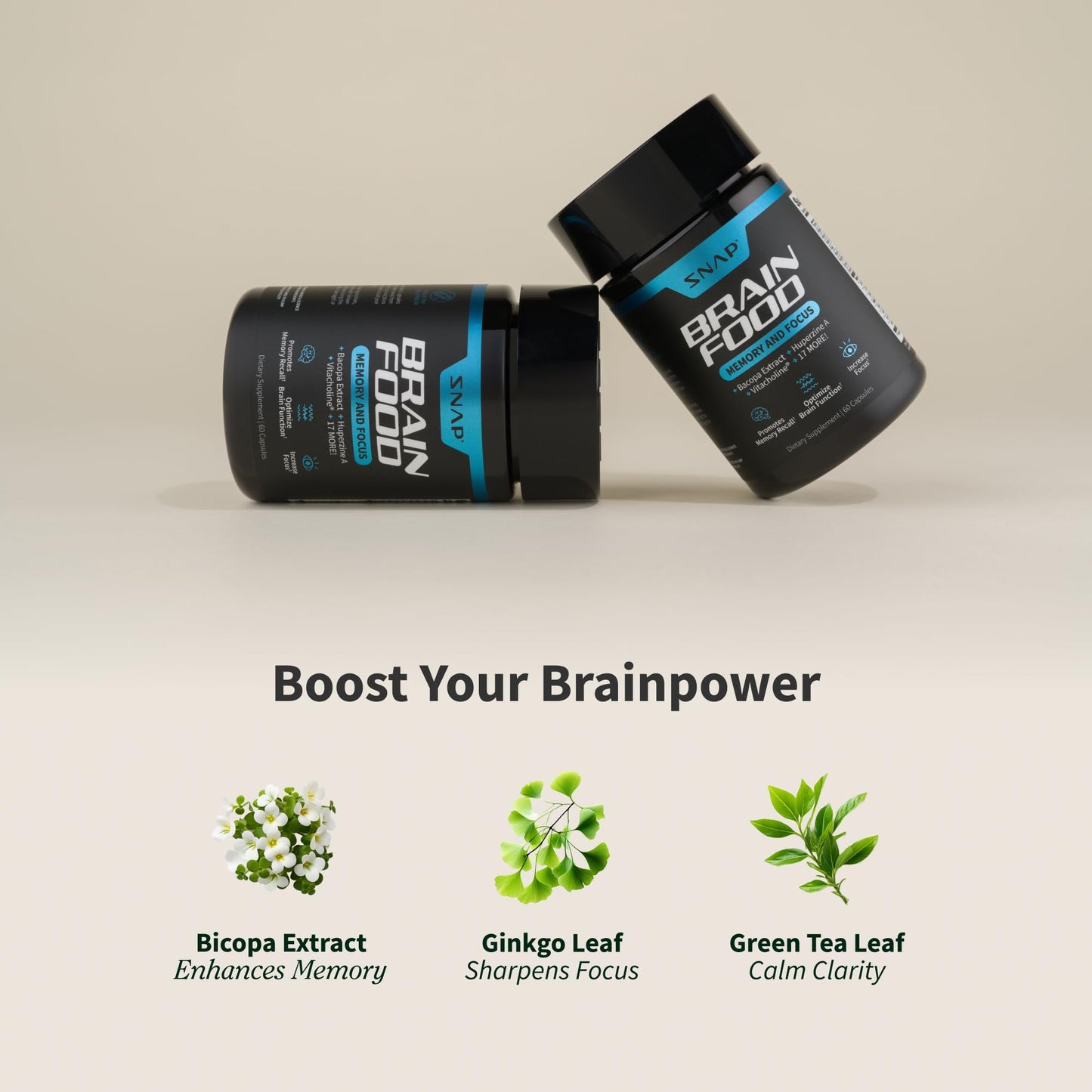 Snap Supplements Brain Food ingredients list on bottle