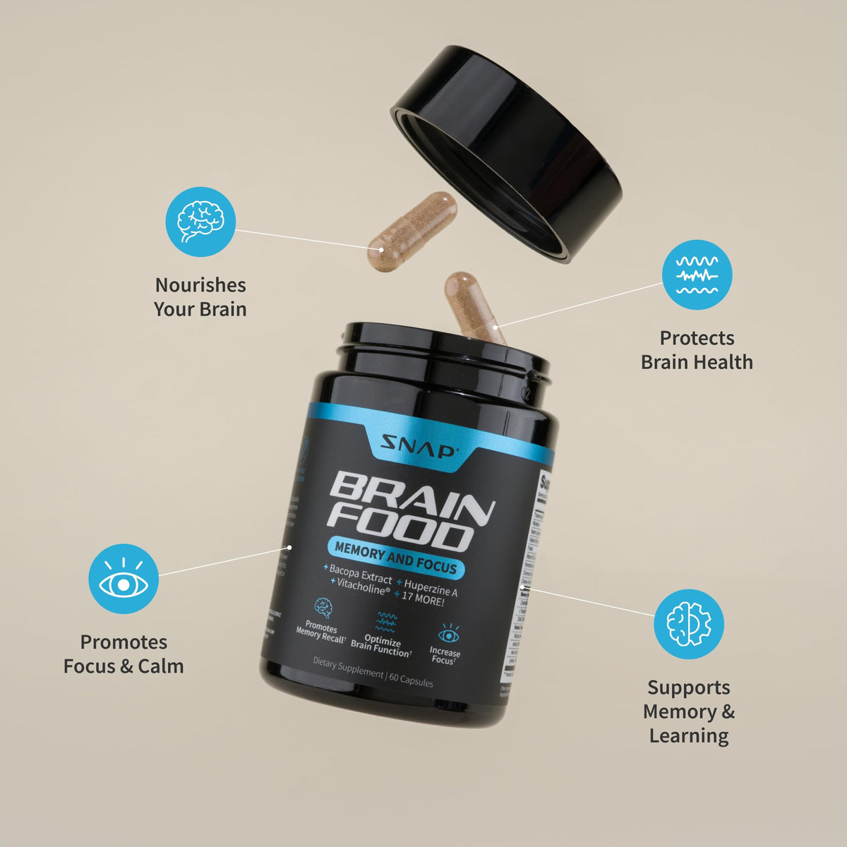 Snap Supplements Brain Booster capsule close up