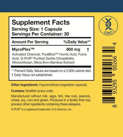 Researched Nutritionals MycoPul professional detoxification supplement bottle showcasing the authentic brand seal