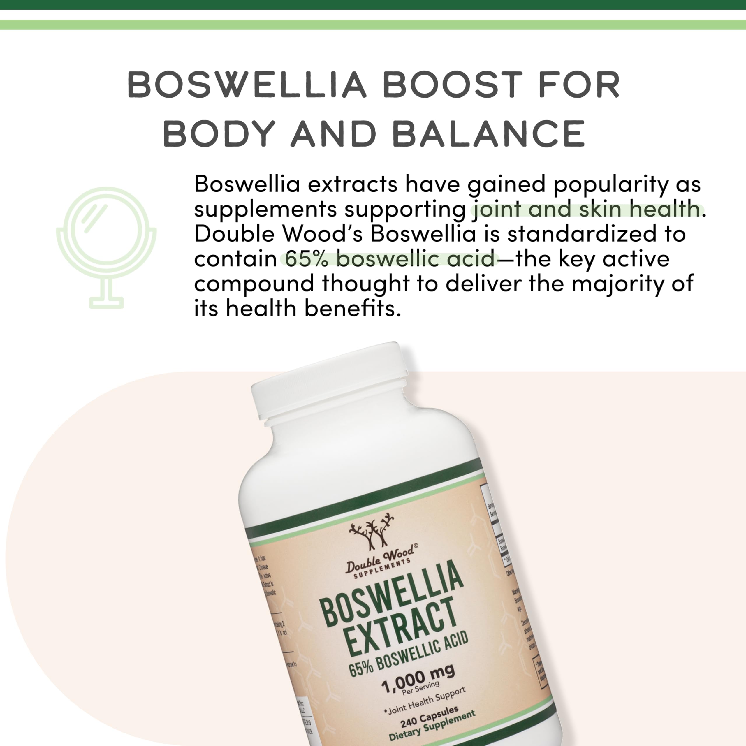 Double Wood Supplements Boswellia extract bottle back label