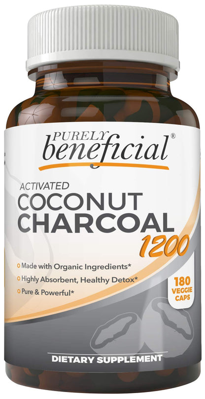 Authentic USA imported activated coconut charcoal capsules for natural gut detoxification.