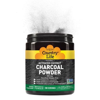 Fine textured charcoal supplement container showcasing the verified vegan formula seal and product purity