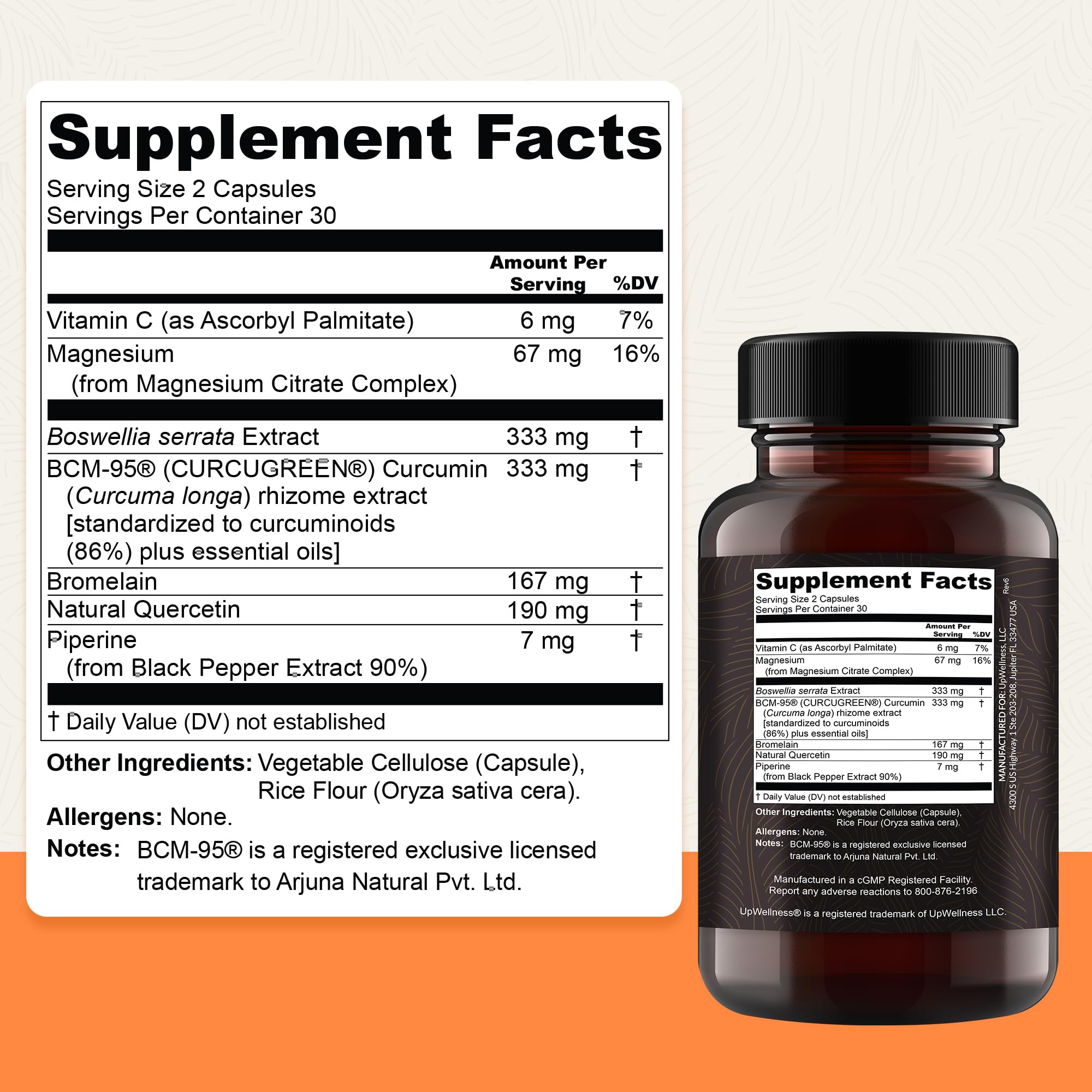UpWellness Golden Revive Plus capsules bottle label details