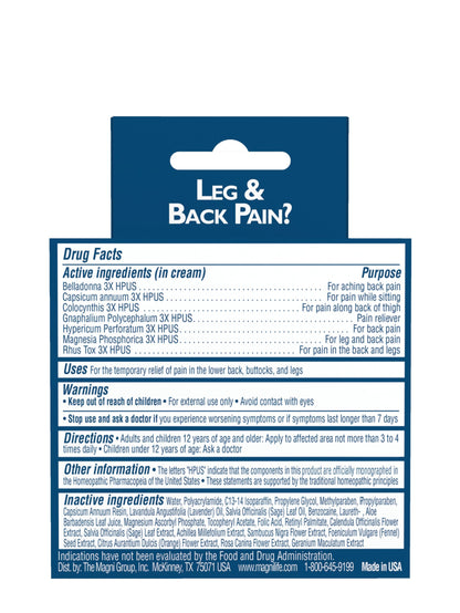 Authentic MagniLife USA imported pain relief cream label details