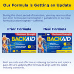 Backaid Maximum Strength back pain relief caplets supplement facts label