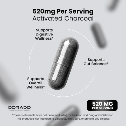 Authentic USA imported non GMO vegan charcoal pills for bloating detox support