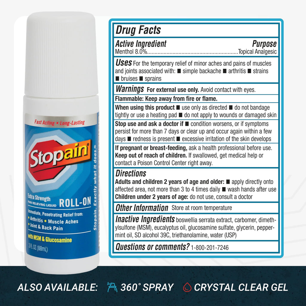 Stopain roll on gel product set for muscle and joint support