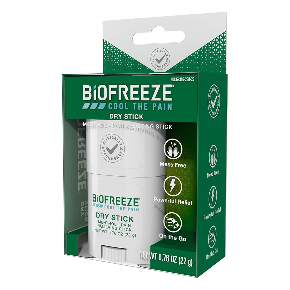 Close up of Biofreeze cooling stick label and ingredients