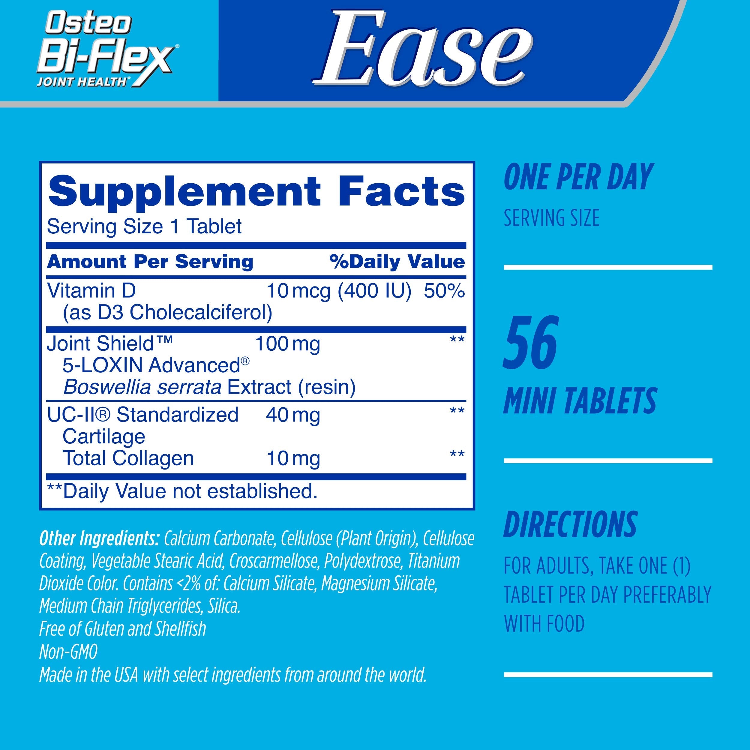 Close up of Osteo Bi-Flex Ease mini tablets packaging