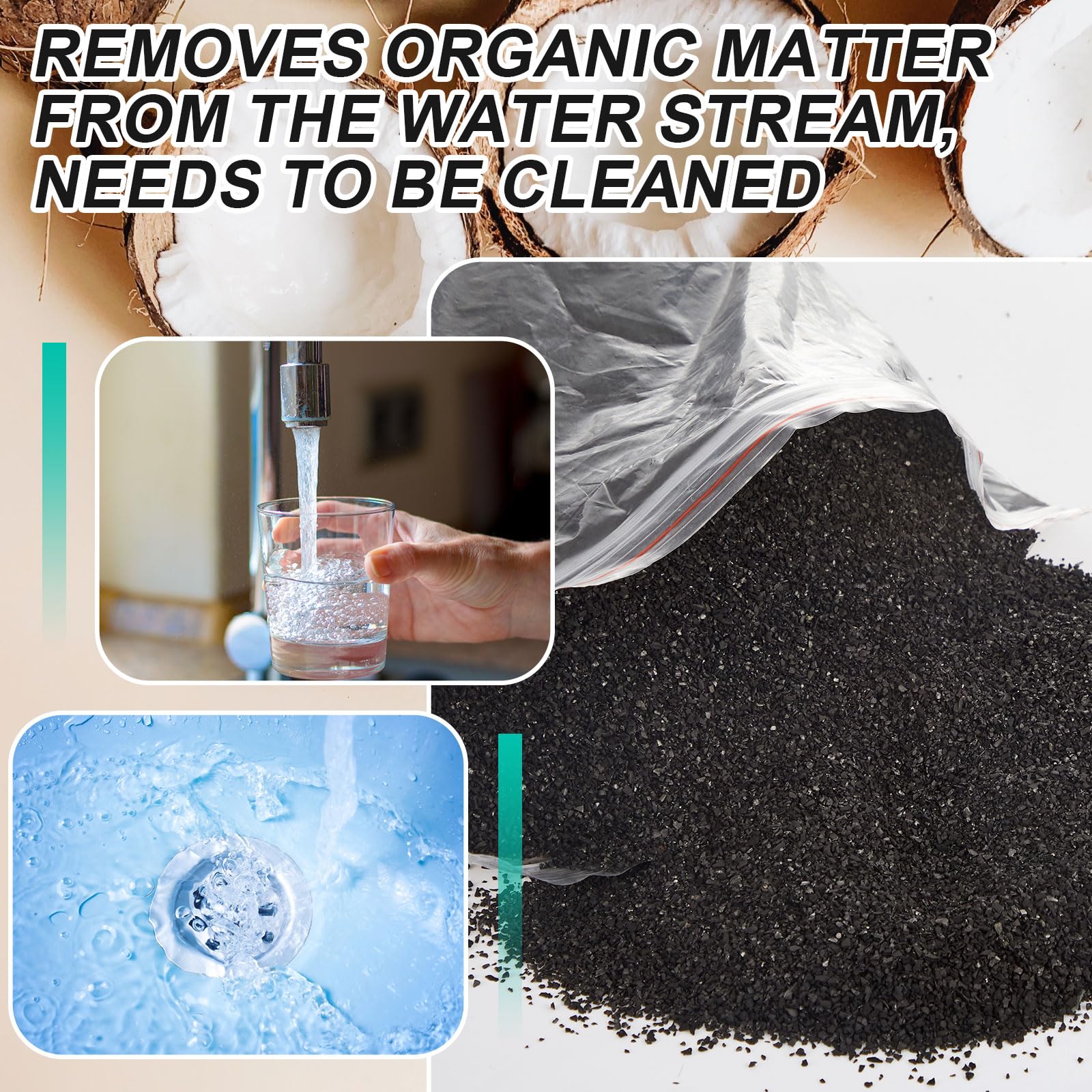 Threlaco 12x40 mesh coconut shell activated carbon close up granules