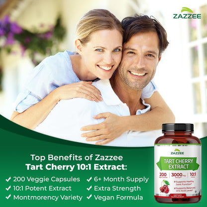 Zazzee Tart Cherry supplement bottle label details