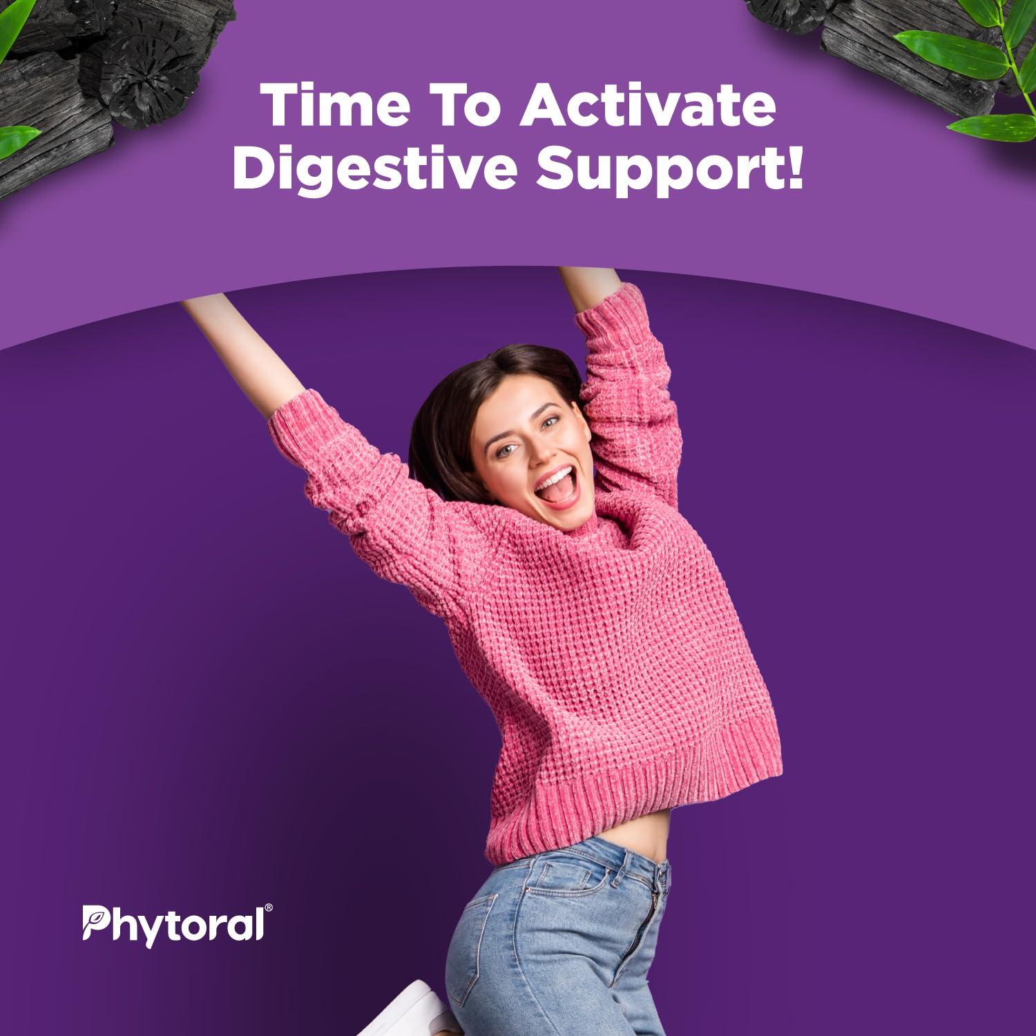 Phytoral dietary supplement veggie capsules poured out on a clean surface