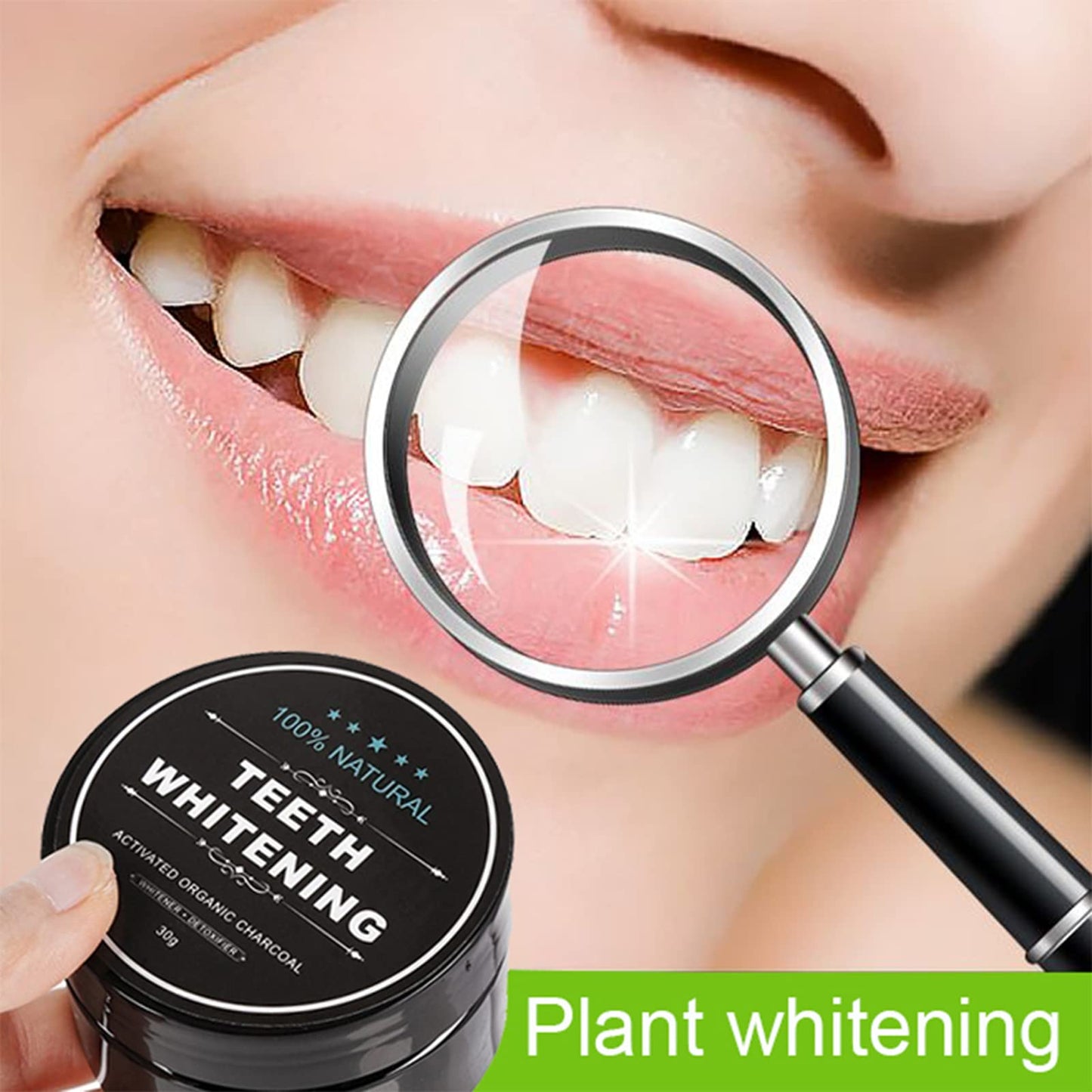 Fine texture of Lythor activated charcoal powder for fresh breath