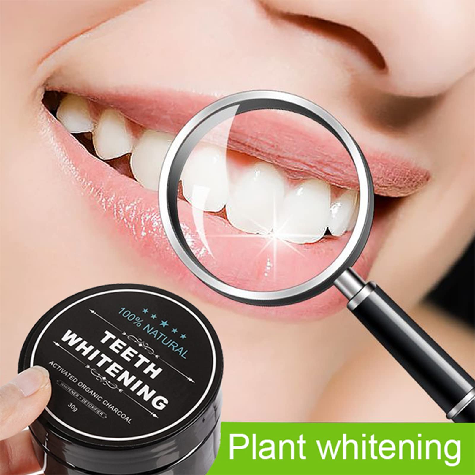 Fine texture of Lythor activated charcoal powder for fresh breath