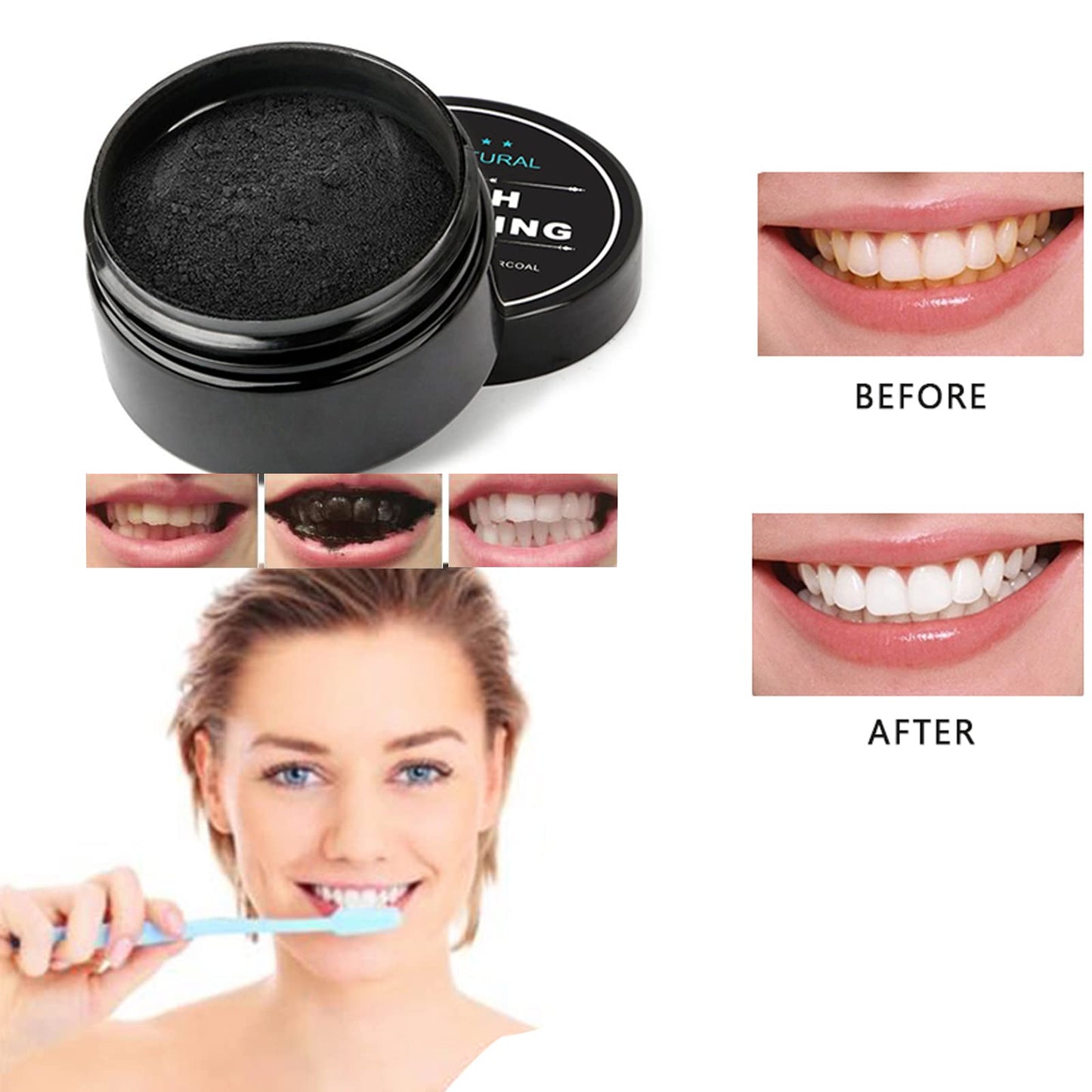Authentic Lythor coconut shell charcoal powder jar for daily hygiene