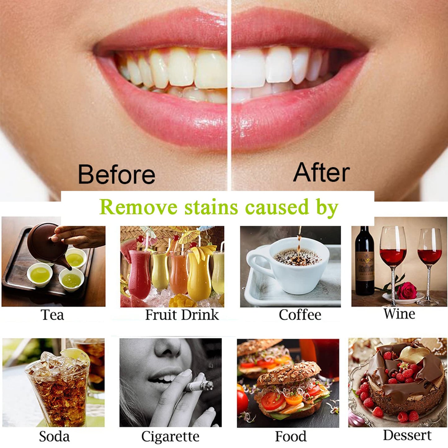 Lythor teeth whitening powder with mint extract ingredients display