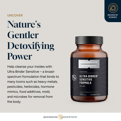 Quicksilver Scientific internal cleanse powder showing supplement facts and ingredient list.