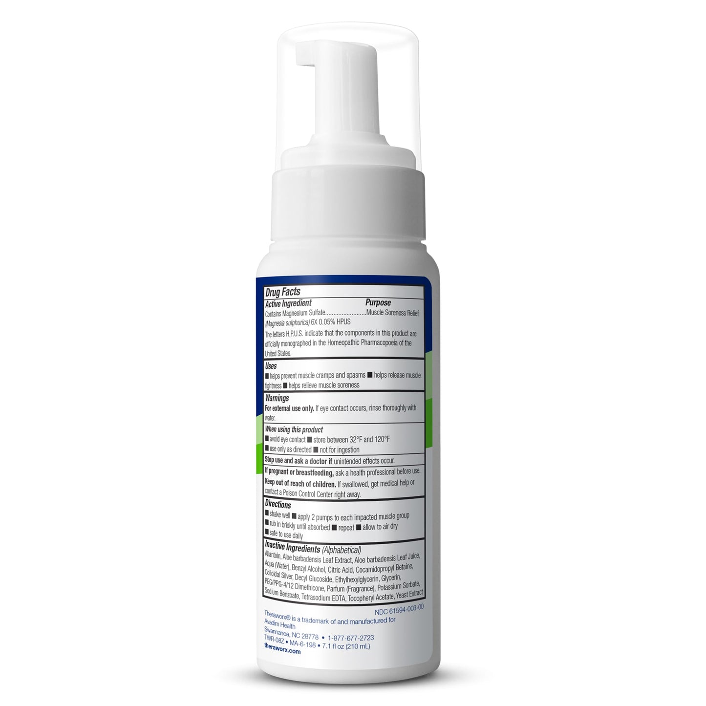 Theraworx muscle relief foam application on leg