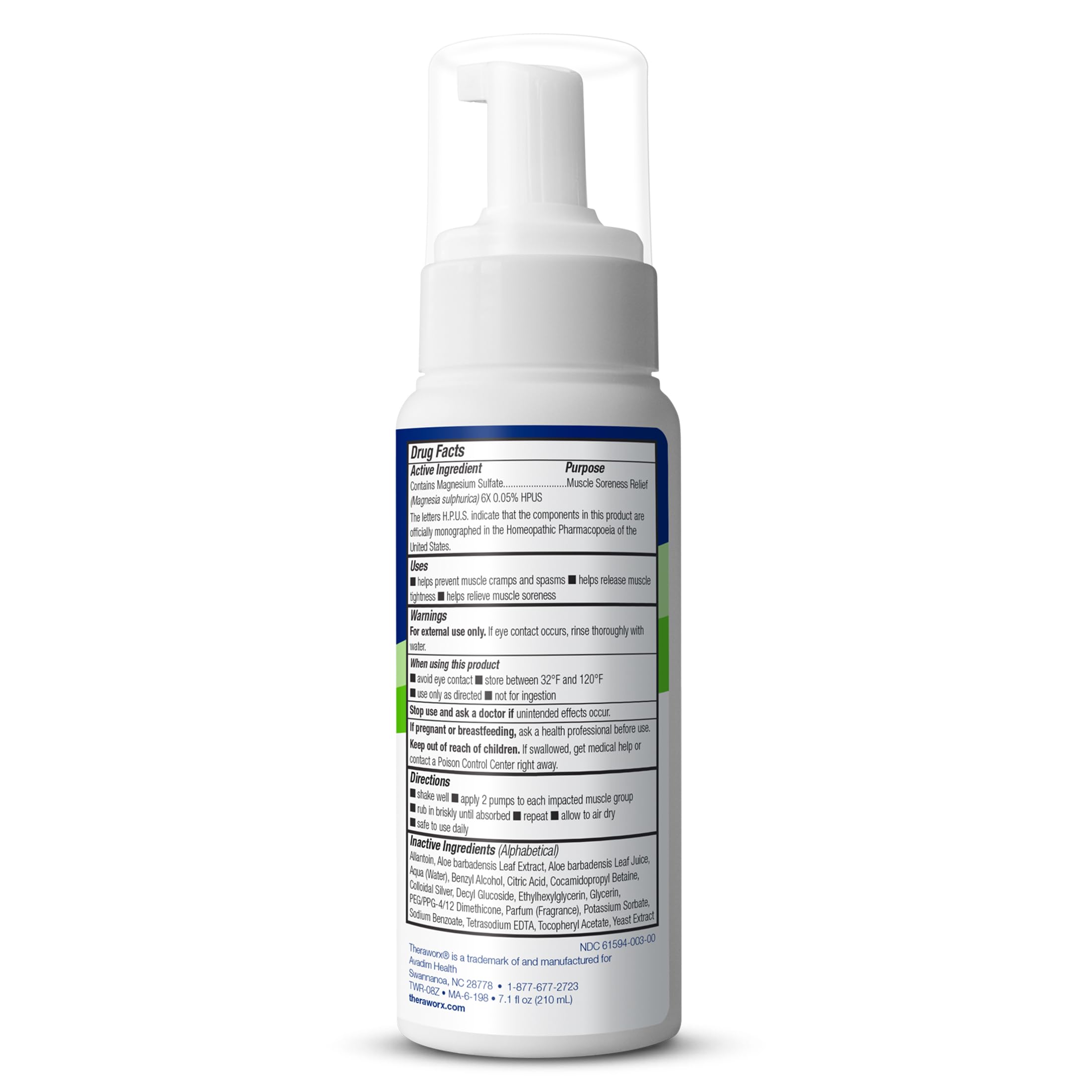 Theraworx muscle relief foam application on leg