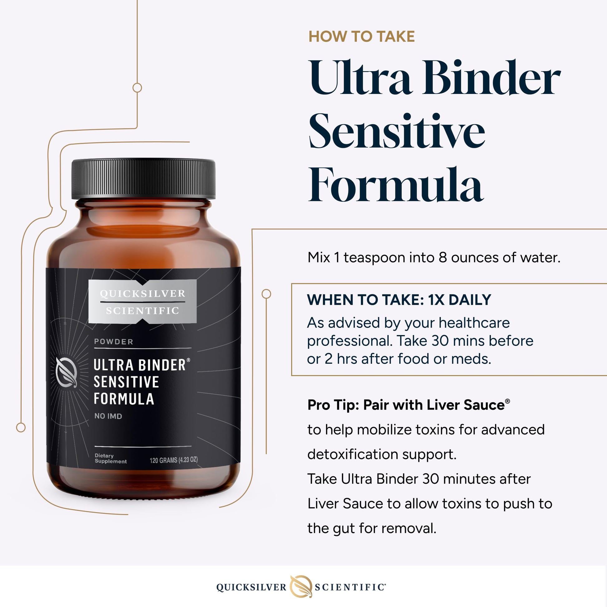 Authentic ultra binder gut health powder container placed on a clean background.