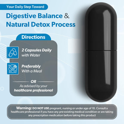 USA imported TRUEMED natural detox vegetable capsules side view.