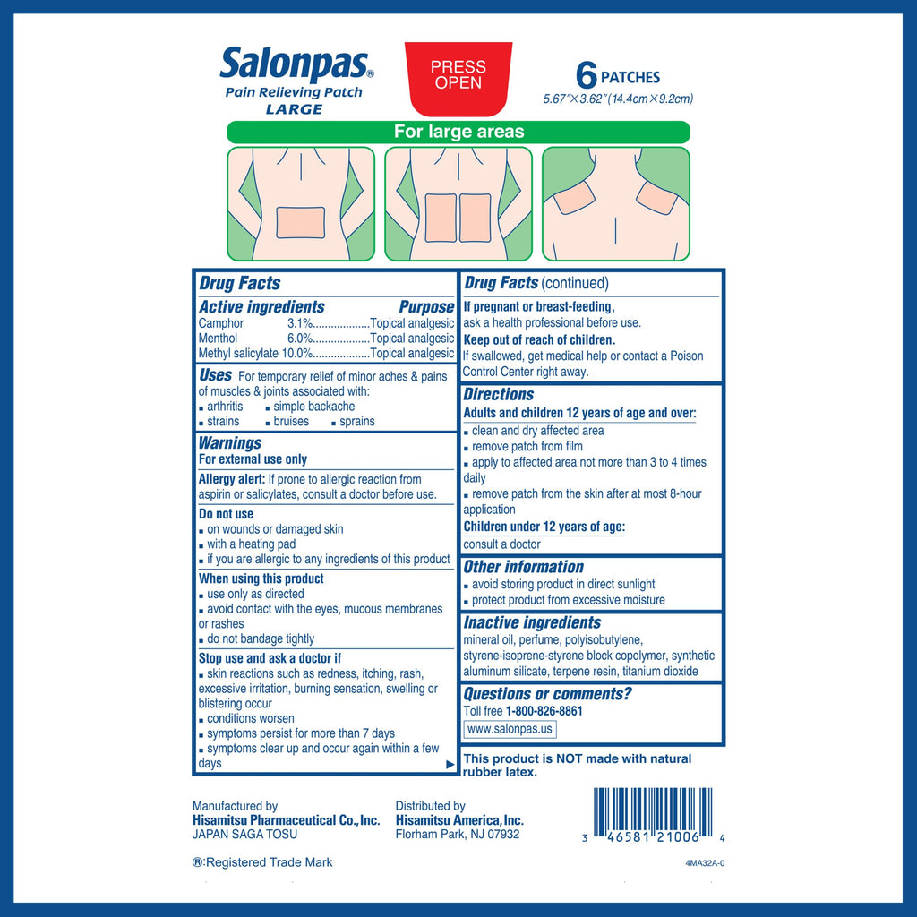 Group shot of USA imported Salonpas pain patches