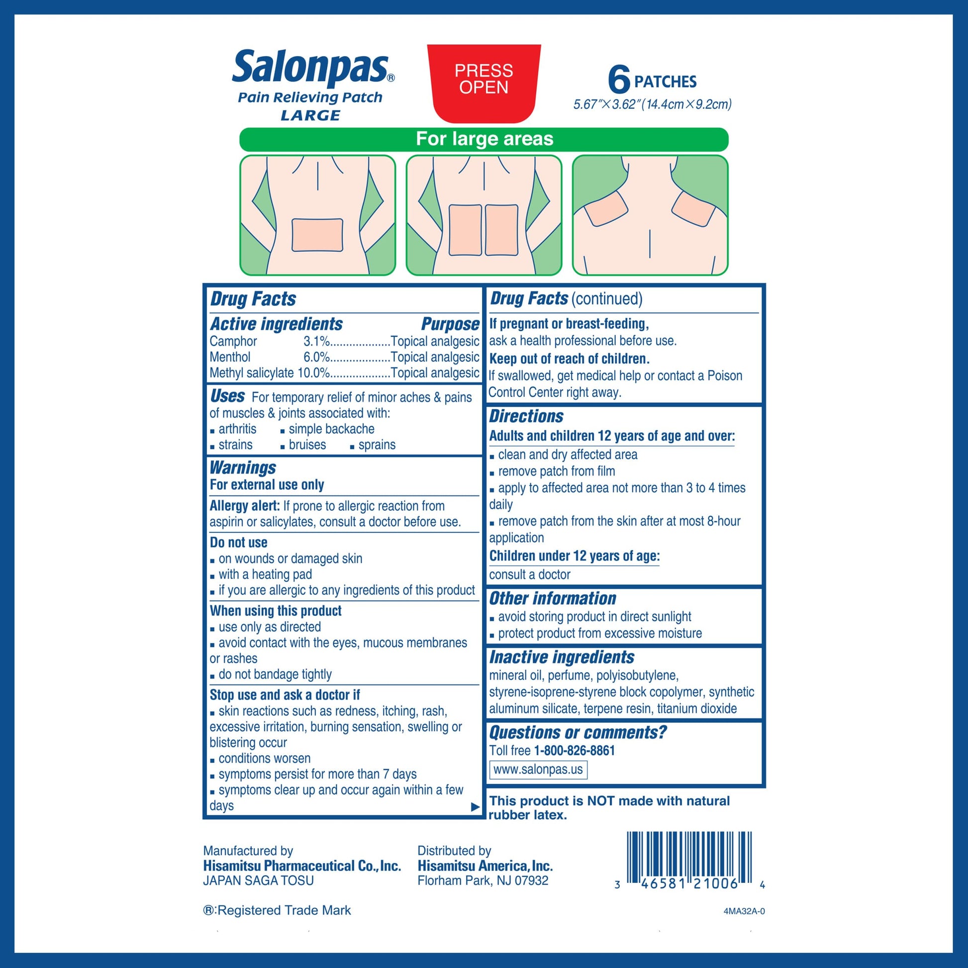Group shot of USA imported Salonpas pain patches