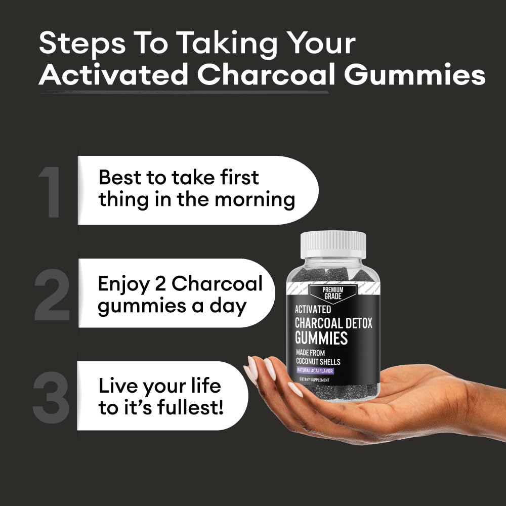 Lifestyle image of the USA imported Jovithea charcoal gummies for digestive health and bloating relief.