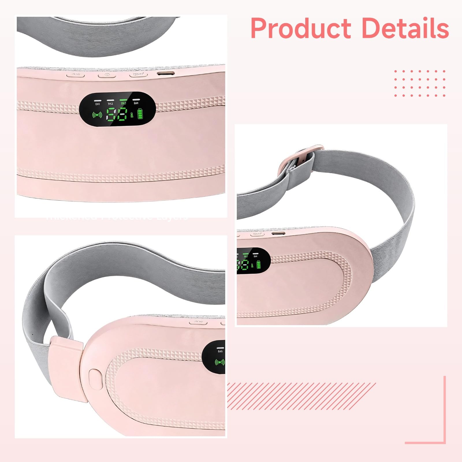 Agatige cordless heating pad showing ergonomic waist belt design