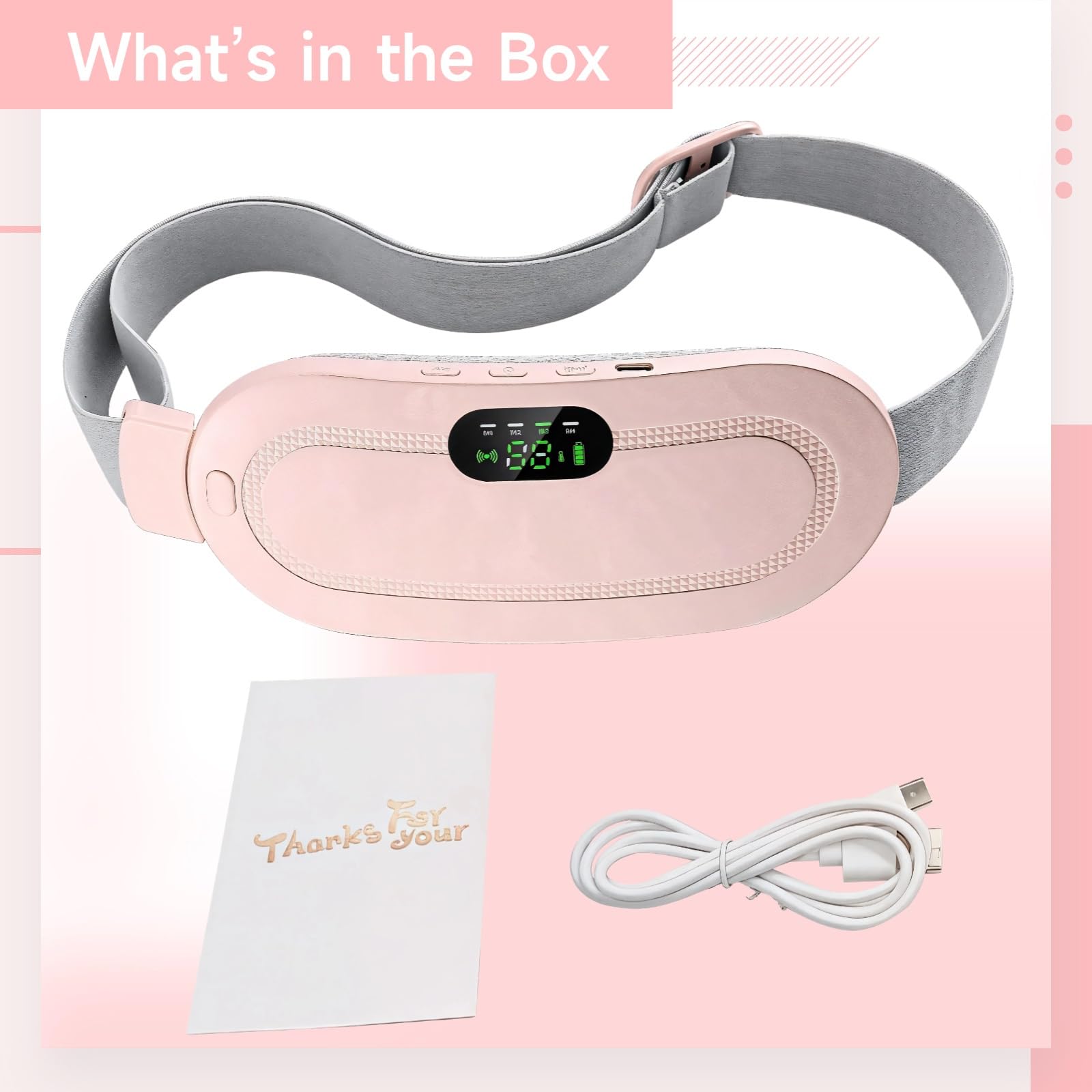 Close up of Agatige menstrual heating pad control interface