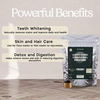 DIY charcoal face mask preparation using the ultra fine Zen Principle coconut powder