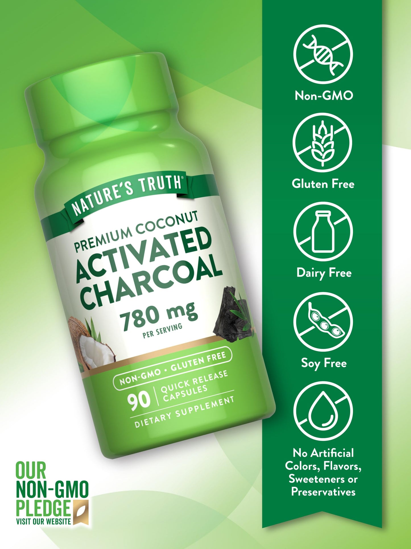 Nature's Truth Activated Charcoal quick release capsule size demonstration