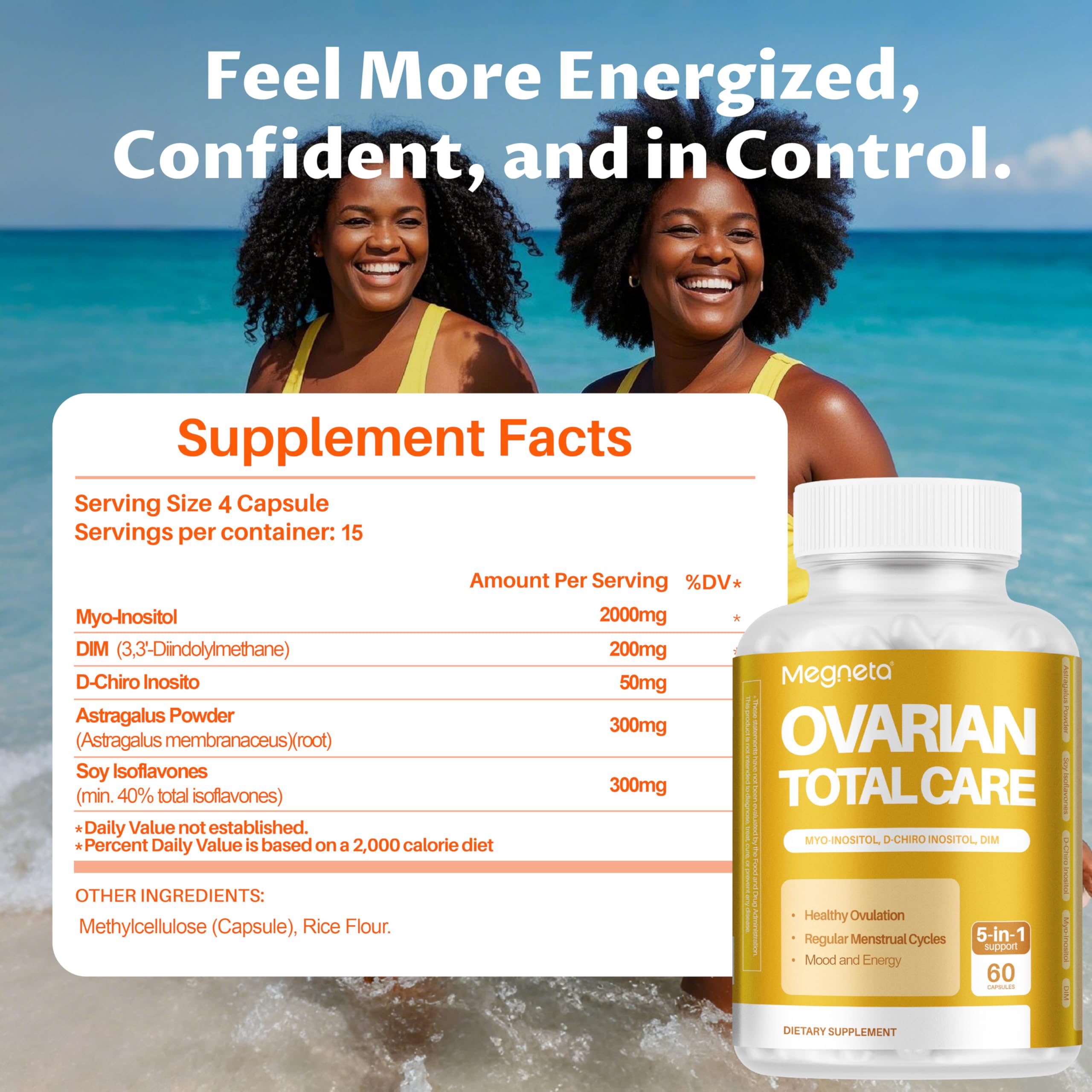Megneta Ovarian Health Supplement bottle label details