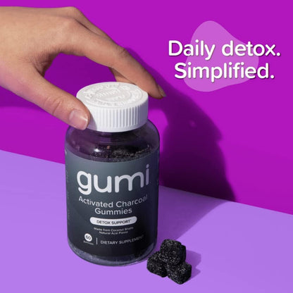 Gumi Nutrition 60 count supplement bottle showcasing natural digestive relief benefits