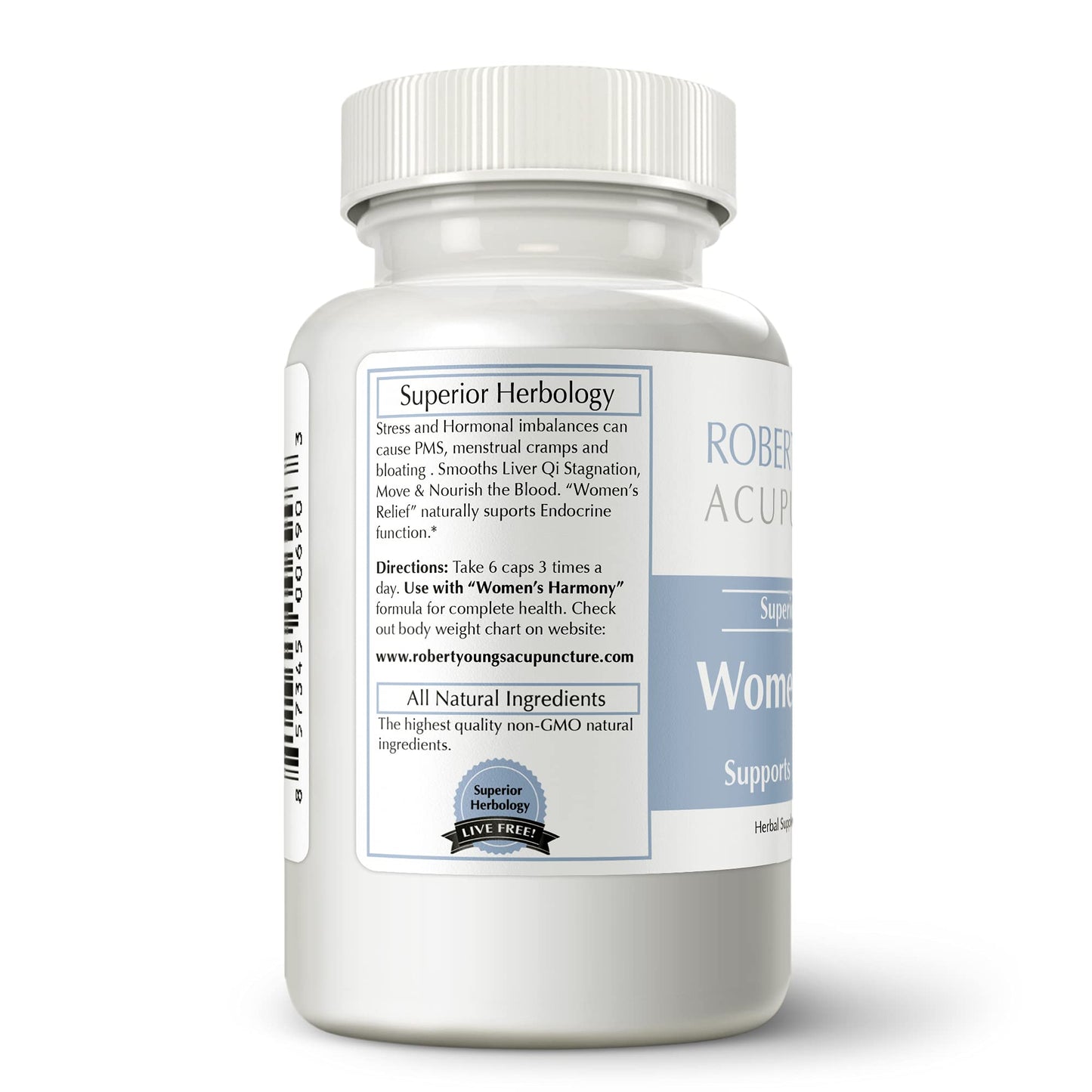Supplement facts and ingredient list label on the back of the period pain relief bottle