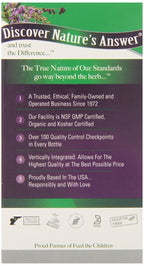 Supplement facts panel on the back of Nature's Answer Chasteberry bottle demonstrating non-GMO and gluten-free product certifications.