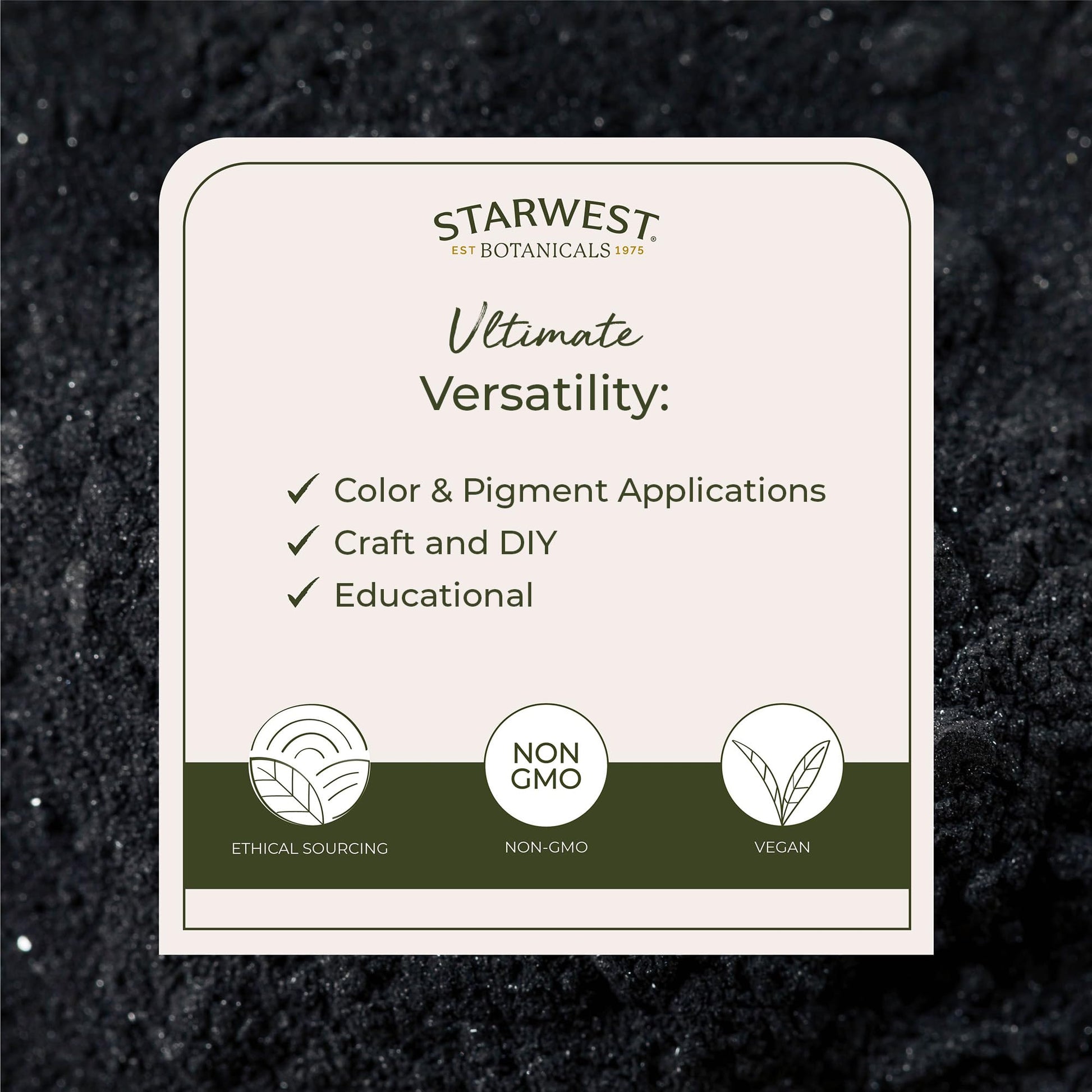 Starwest Botanicals food grade charcoal powder bulk one pound packaging details