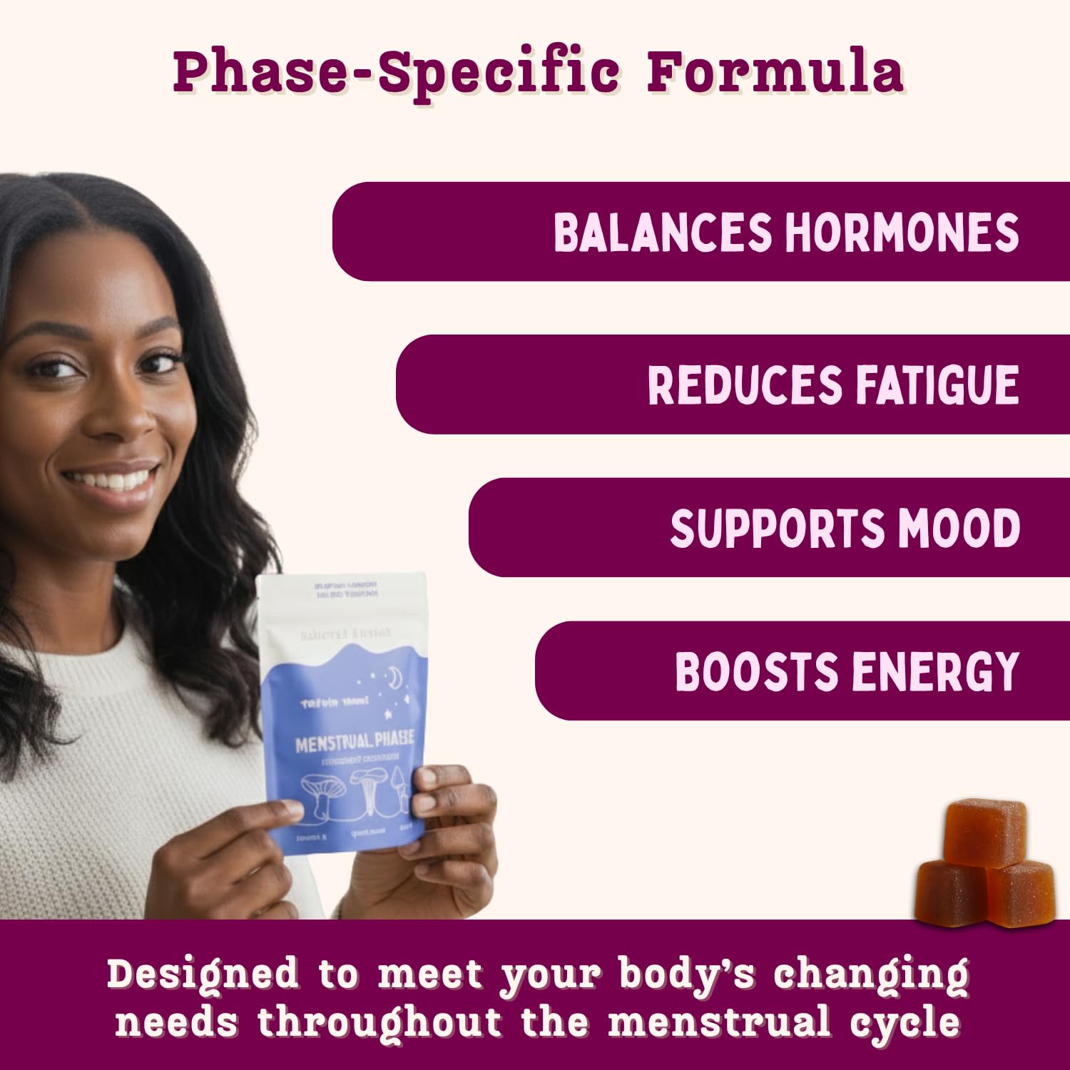 Baker's Botanics cycle syncing supplement pouch details
