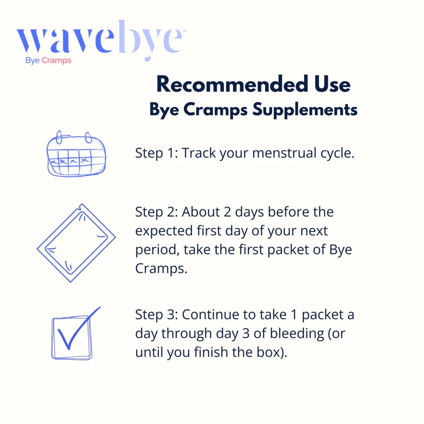 Wave Bye period cramp relief supplement packaging