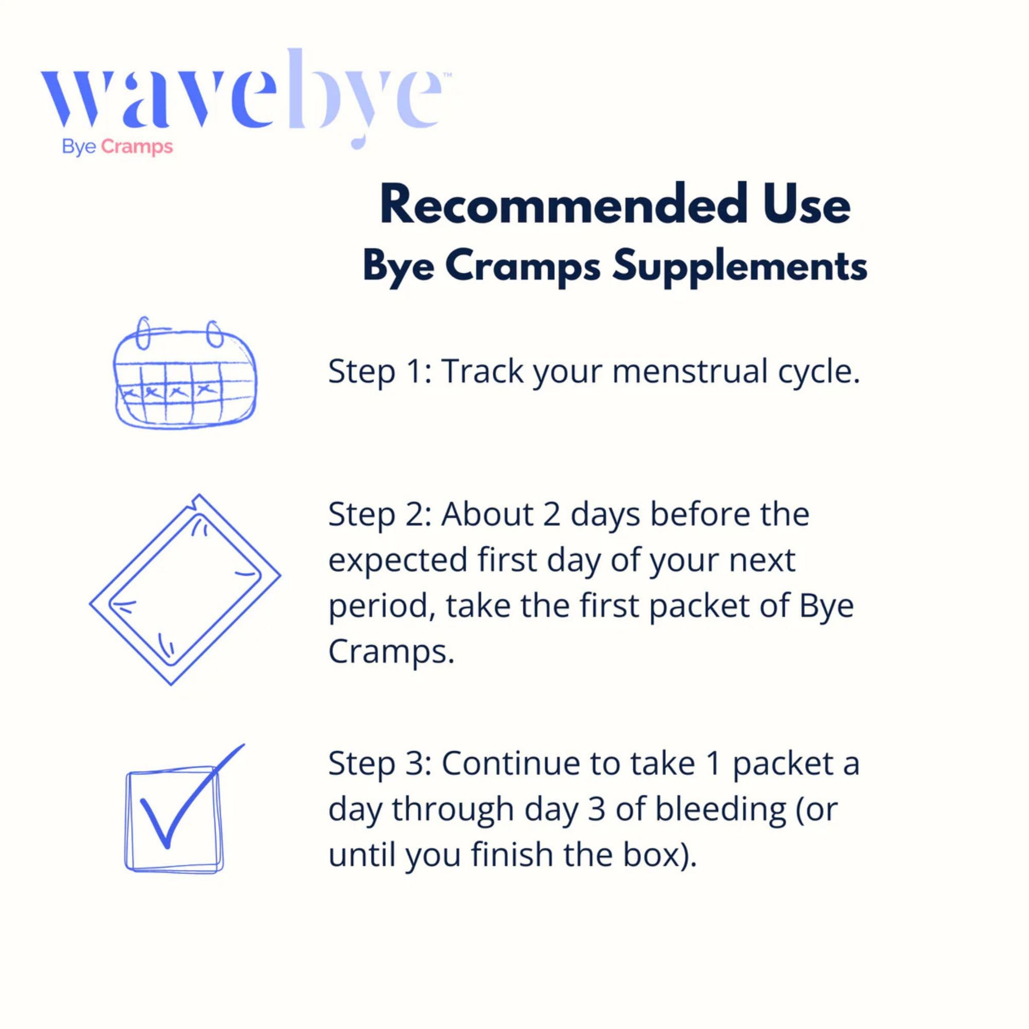 Wave Bye period cramp relief supplement packaging