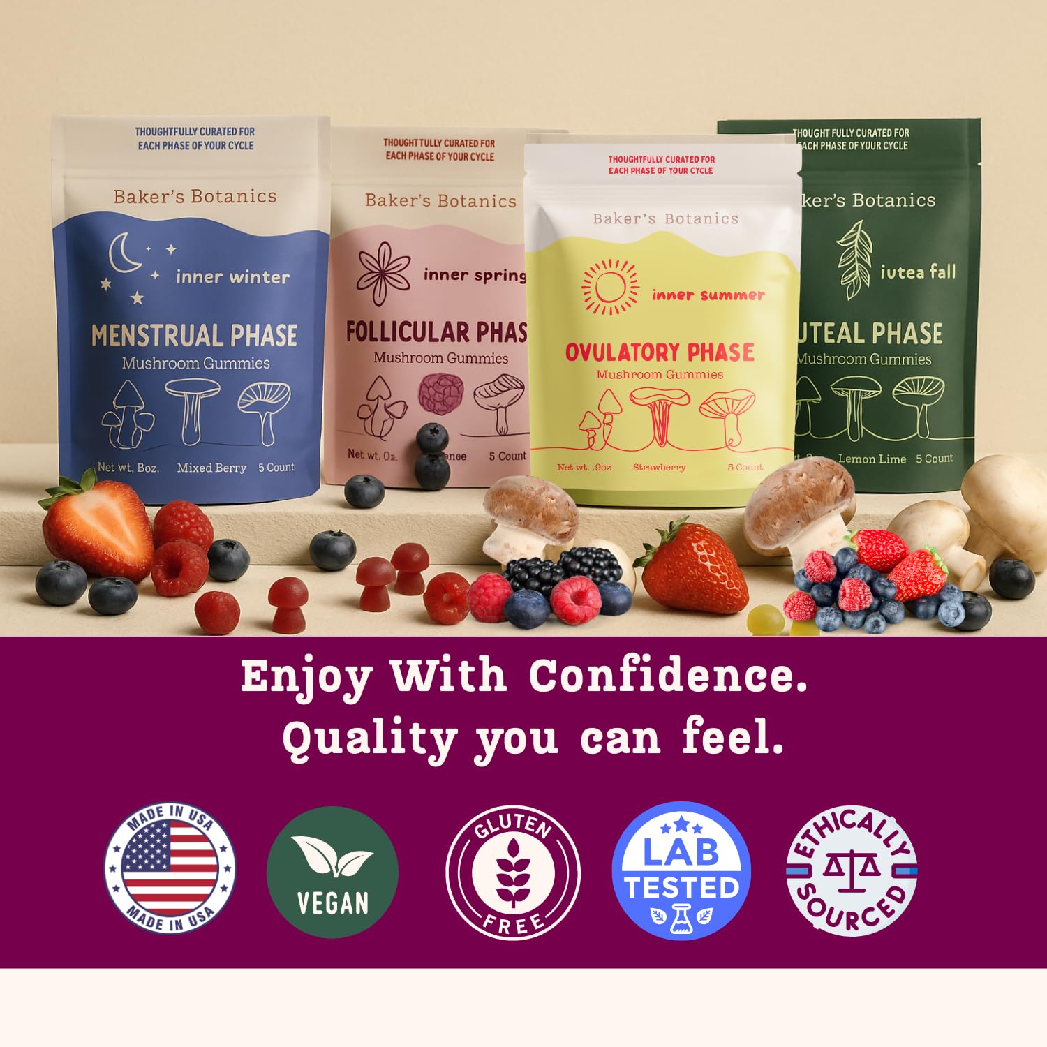 Lifestyle shot of Baker's Botanics hormonal balance support kit