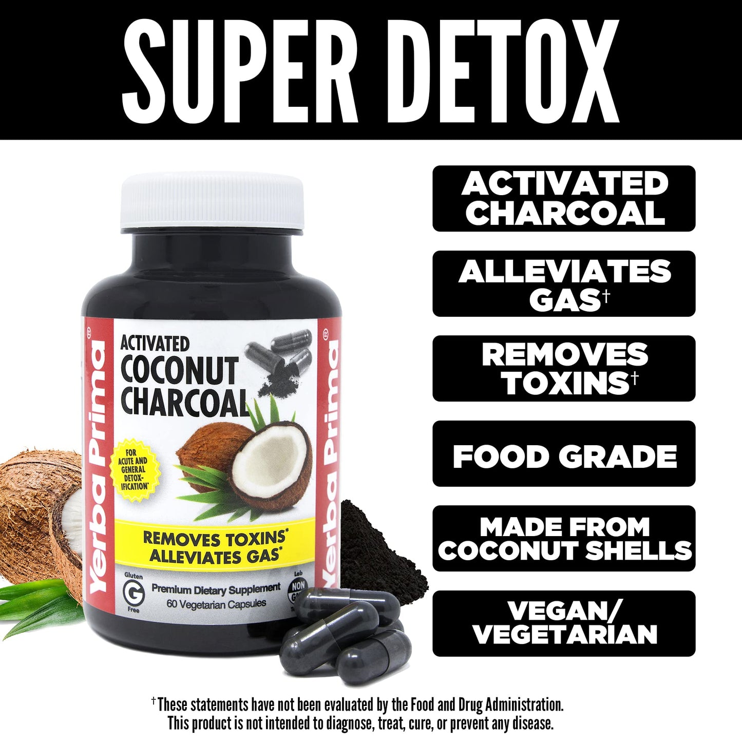 Yerba Prima natural detox supplement bottle displayed on a clean wellness-themed background.